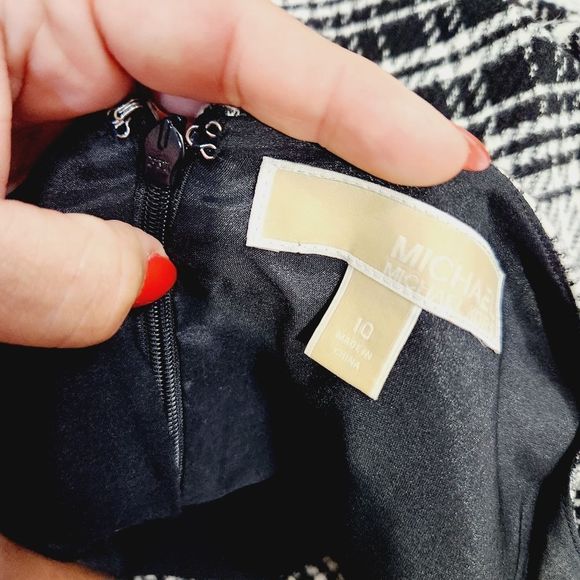 5x$25 Michael Kors  sleeveless mini black white / cream plaid dress size 10 - Picture 12 of 16